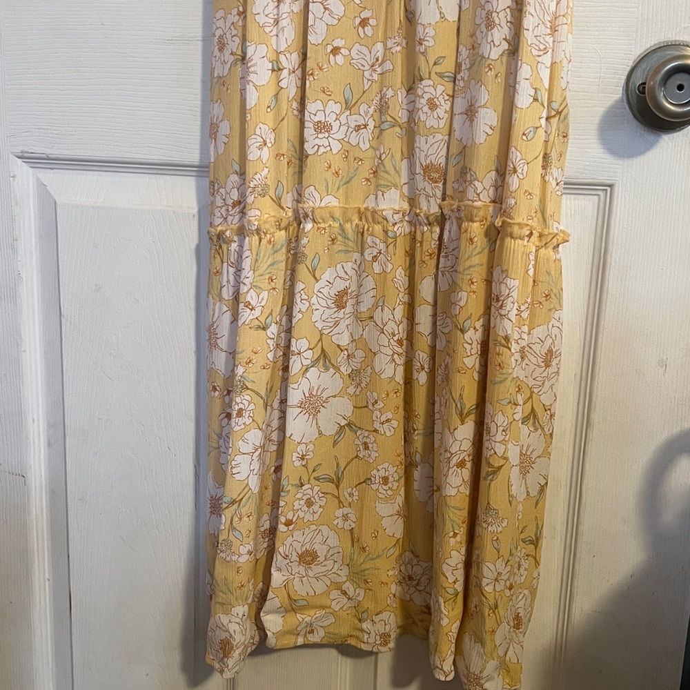 SO Yellow White Floral Smocked Bodice Tiered Maxi Sun Dress NWT - Picture 6 of 14
